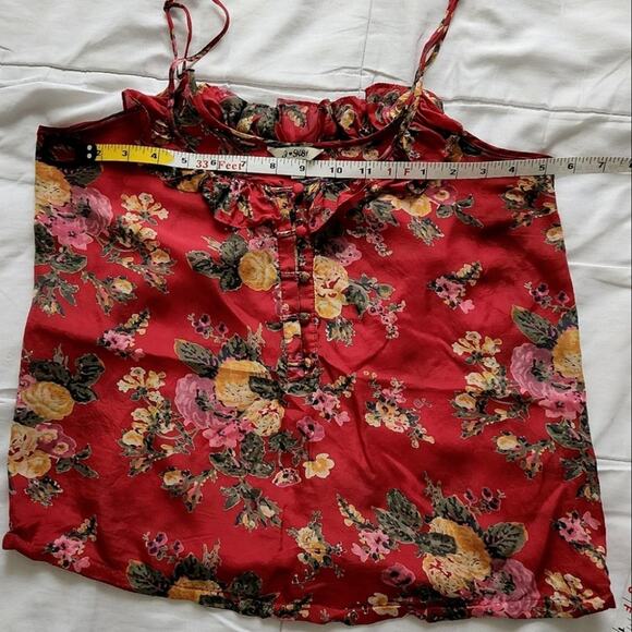 SILK FLORAL Ruffles Spaghetti Straps Tank top S / P - Picture 5 of 7